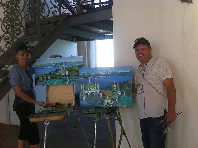 Зображення "Пленер в Києво-печерська Лавра 2010" від Bogdan Burak, медіум: Живопис, місто: Київ, Києво Печерська Лавра, Дзвіниця Успенського собору, серія: Пленер