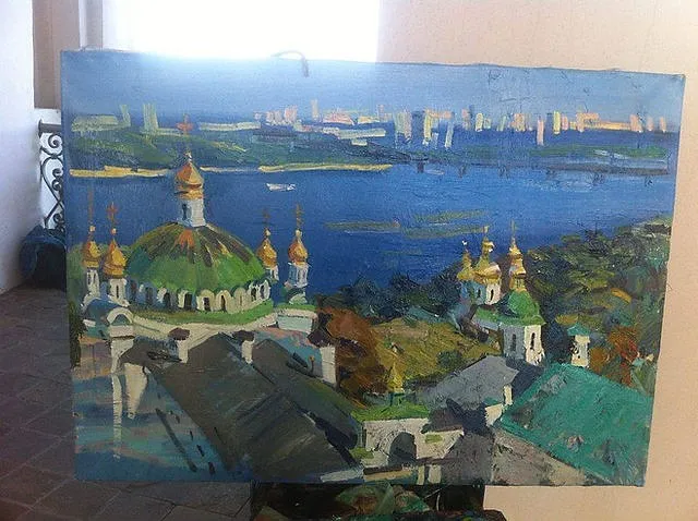 Зображення "Київські дзвони" від Bogdan Burak, розмір: 50х70, матеріали:  Полотно. Олія, медіум: Живопис, місто: Київ, Києво-Печерська Лавра, Дзвіниця Успенського собору, ціна: €150