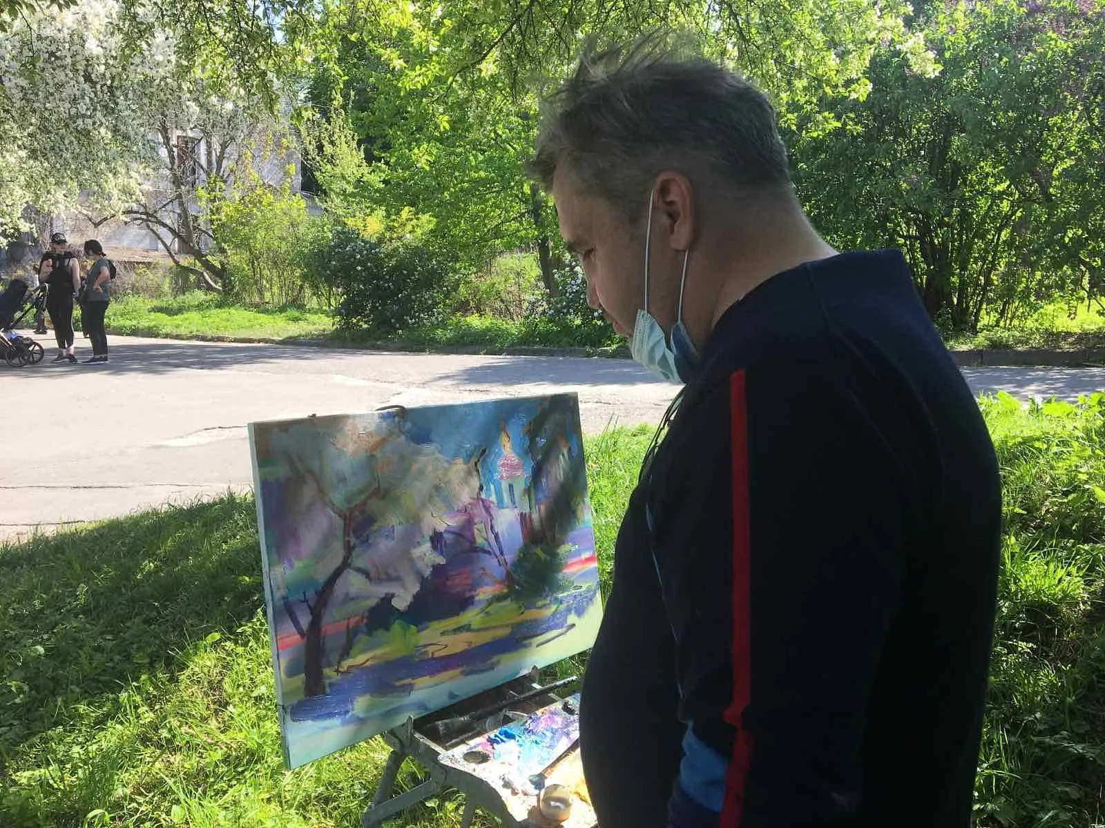 Зображення "На пленері" від Bogdan Burak, матеріали:  Полотно. Олія, медіум: Живопис, місто: Національний ботанічний сад імені М. М. Гришка НАН України, серія: Пленер